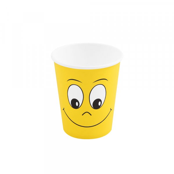 10 Stk. Kaffeebecher Coffee to go Becher gelb 200 ml 8 oz SMILING FACE